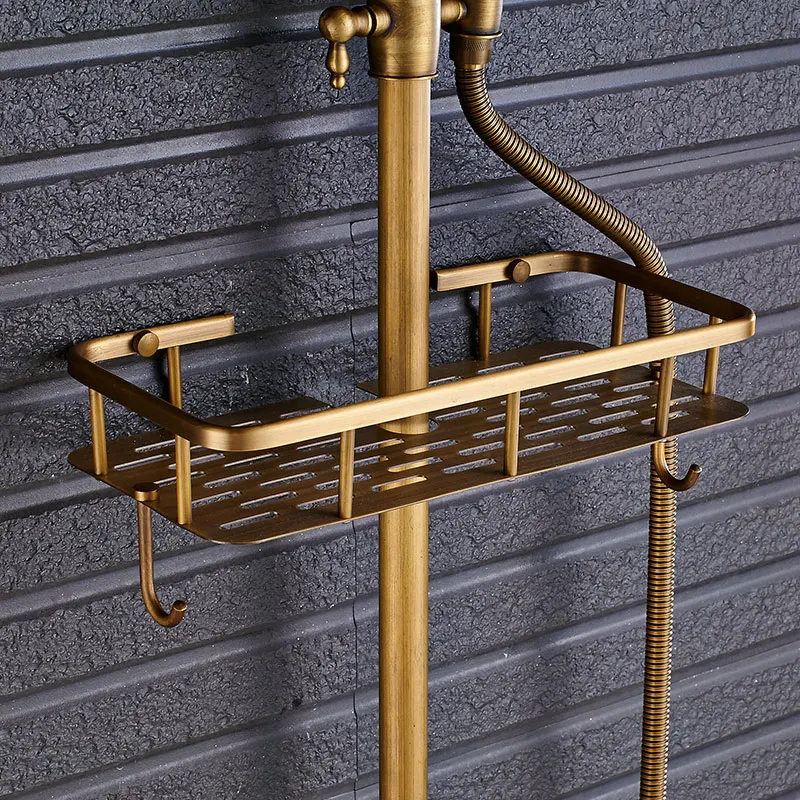 Душевая лейка из античной латуни с краном на полке ручной душевой Набор