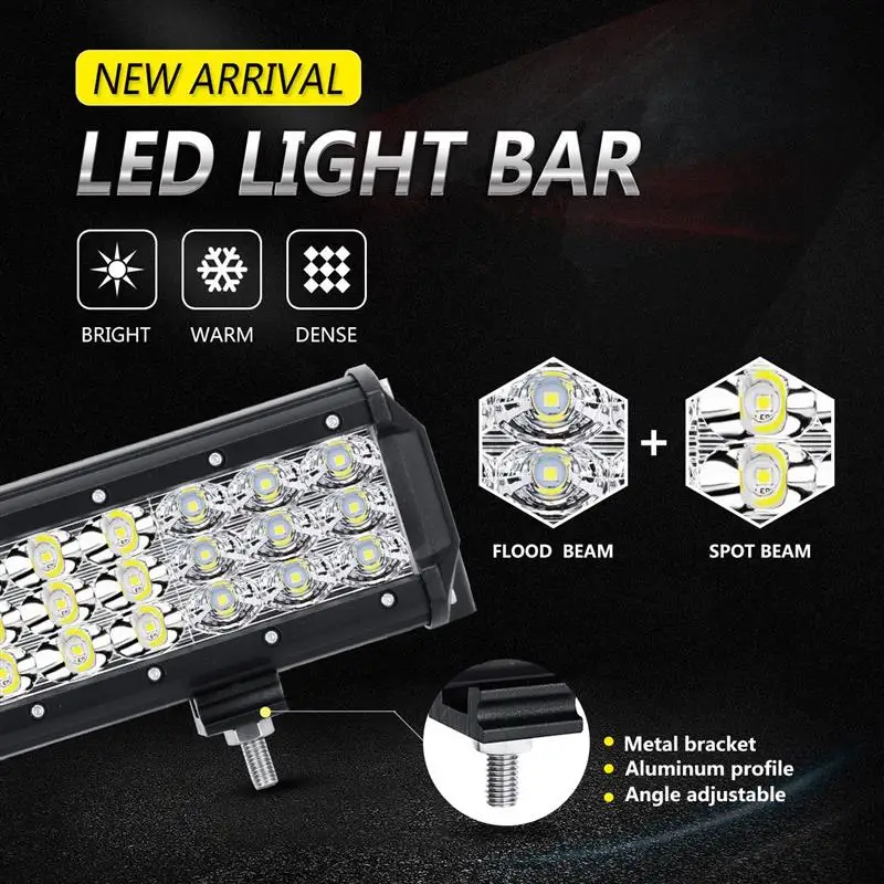 3 рядная прямая светодиодсветильник световая балка Oslamp 12 дюймов 144 Вт