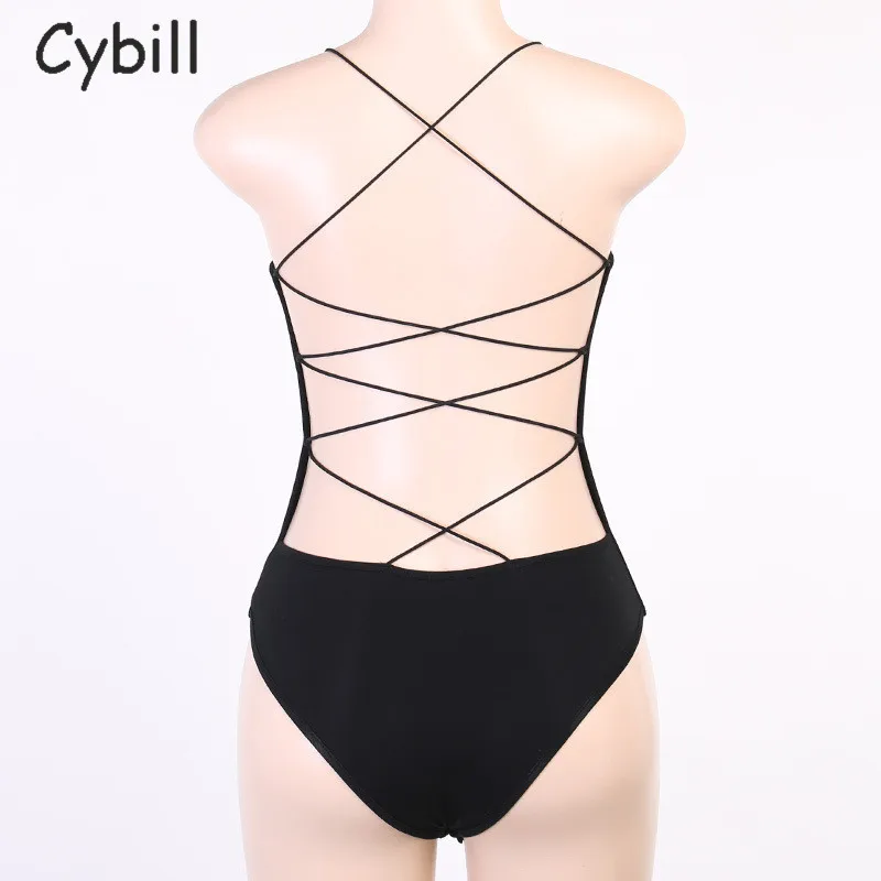

Cybill Backless Halter Sexy Bodysuit Black Sleeveless Summer Bodysuit Women White Body For Woman Tops
