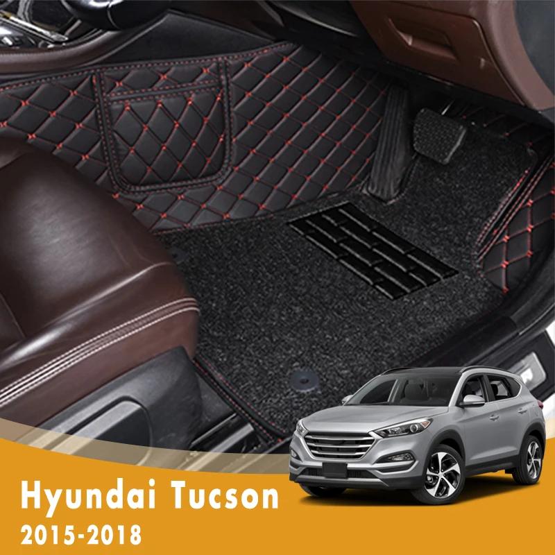 RHD Luxus Doppel Schicht Draht Schleife Auto Boden Matten Für Hyundai Tucson 2015 2016 2017 2018 2019 Auto Fuß Teppiche