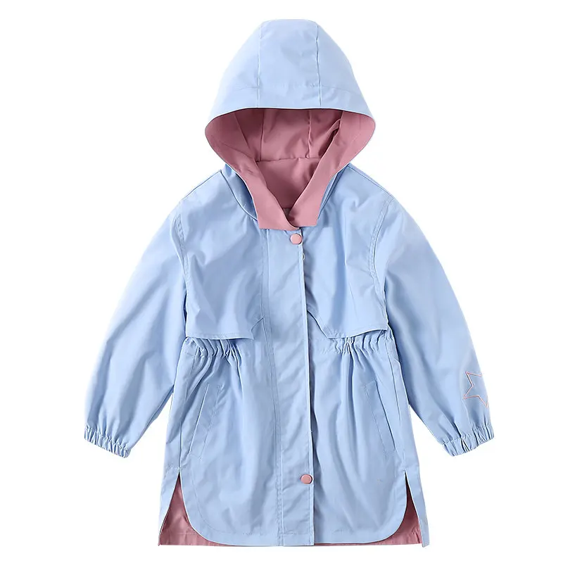

2021 New Spring Children's Windbreaker Jacket For Teenage Girls Kids Hooded Trench Coat Outerwear For Baby Age 4 To 13 Years Old