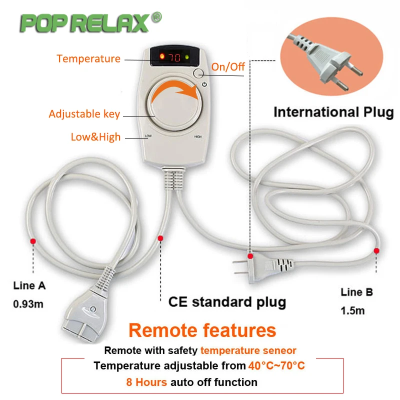 

Pop Relax Health Care Seat Mattress Tourmaline Germanium Jade Roller Far Infrared Electric Heating Computer Chair Sitting Mat