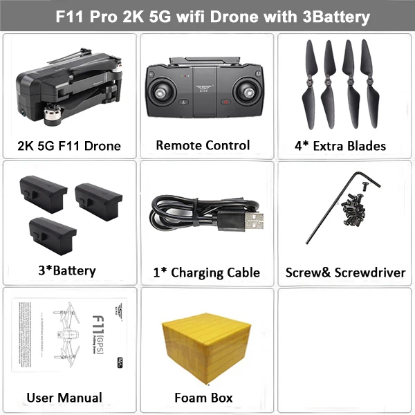 2K 3B FB SJRC F11 PRO gps Дрон с камерой 2K Дрон FPV 5G Wifi Квадрокоптер управление жестами бесщеточный 25 минут время полета складной Дрон - Цвет: 2K 3B FB