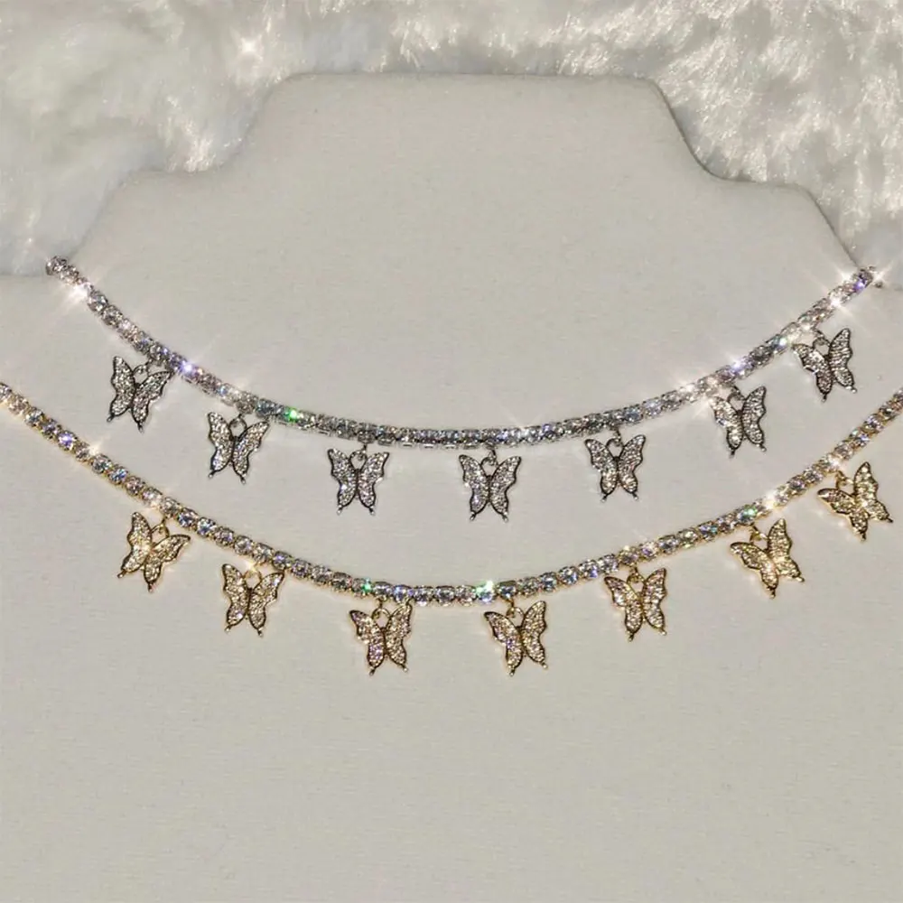 Цепочка с подвеской-бабочкой для мужчин и женщин украшение в стиле хип-хоп кулон