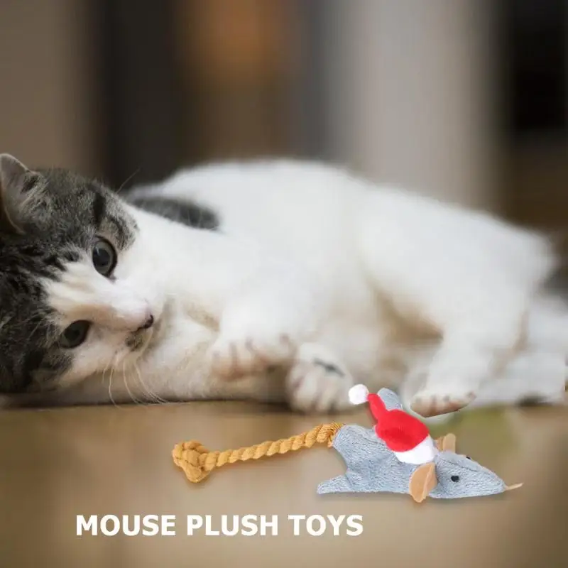 Собака Кошка плюшевая игрушка износостойкая имитация на Рождество мышь грызет