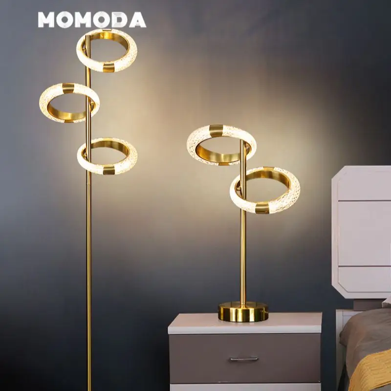 Nordic светодиодный Современные Напольные лампы железа акриловые круглые кольца