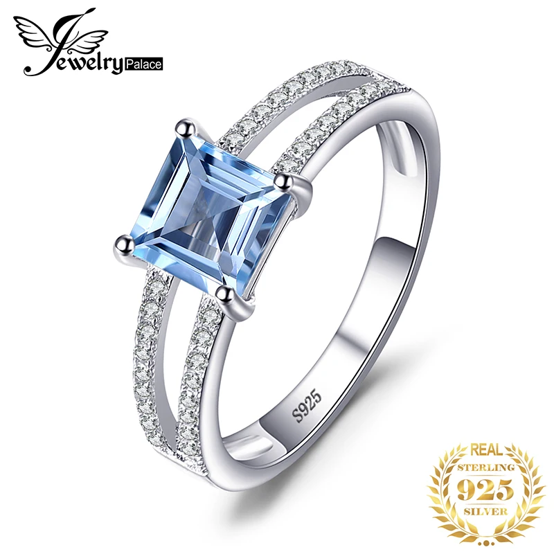 Jewelrypalace 1.4ct принцессы с голубой топаз свадебное Юбилей кольцо для модных женщин
