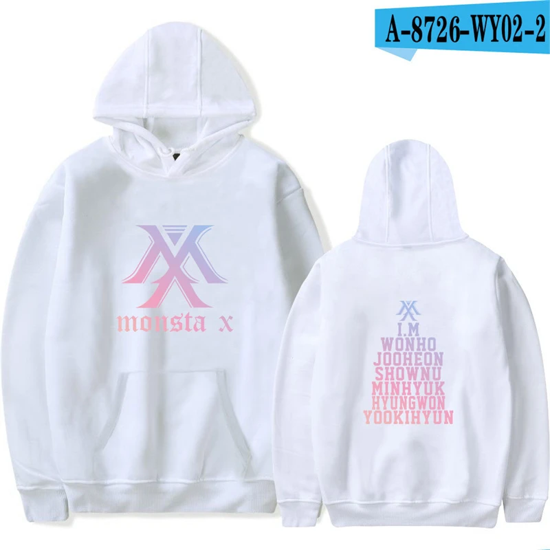 Толстовка Monsta X с капюшоном одежда Kpop свитшот женская худи в стиле Харадзюку