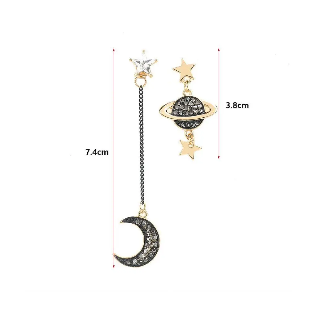 Moon Saturn висячие серьги Корея простой Асимметричный с длинной подвеской новый