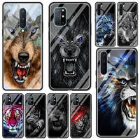 soft edge cover coque for oneplus 9 pro 9r 7 7t pro 8 8t pro nord 5g luxury glass phone case shell wolf tiger leopard lion