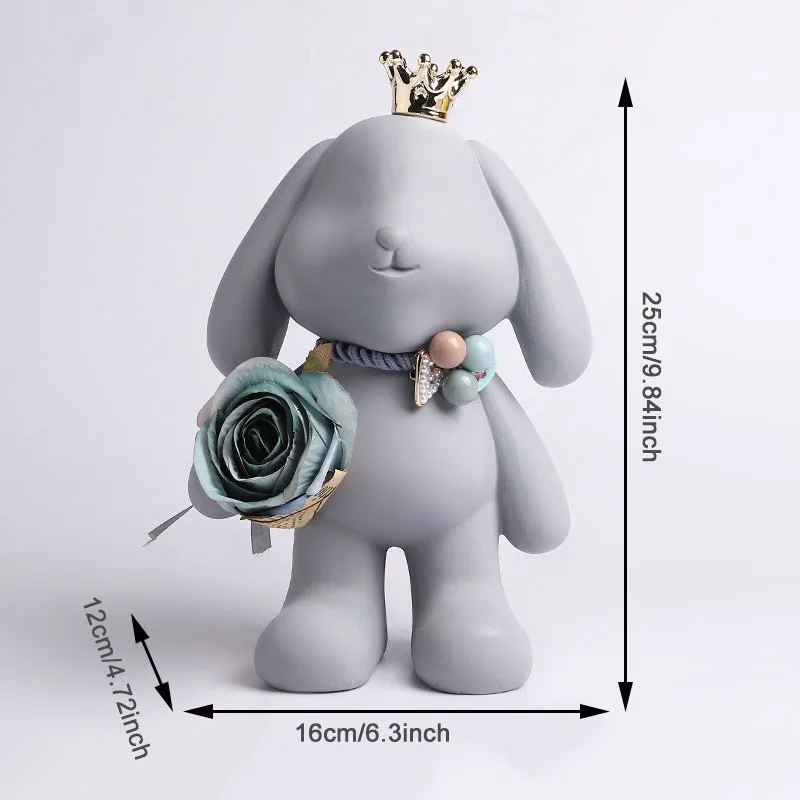 

Creative Resin Crown Rabbit Statue Ornaments Living Room Office Desktop Sculpture Furnishings Crafts Home Decoration Accessories