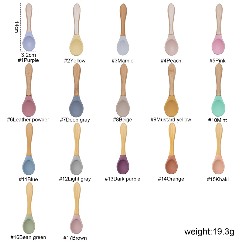 

Baby Wooden Spoon Silicone Wooden Baby Feeding Spoon Organic Soft Tip Spoon BPA Free Food Grade Material Handle Toddlers Gifts
