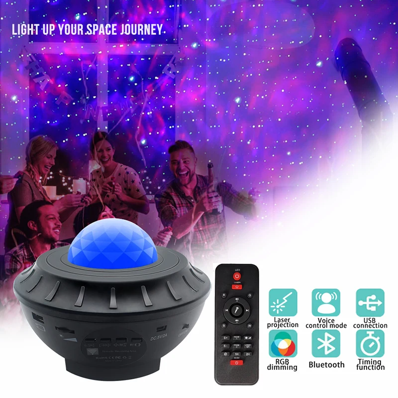 

Eco Star Projector Night Light Ocean Wave Projector with Remote Control USB Music Player Romantic Gifts for Kids Adults ds99