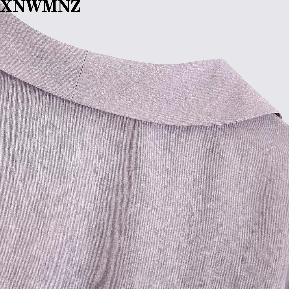 

Za Flowing shirt with tie lilac Johnny collar cropped shirt with long cuffed sleeves Front knot detail at the hem Button-up