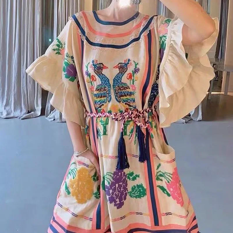 

Exquisite 2021 Embroidery New Printed Linen Dress