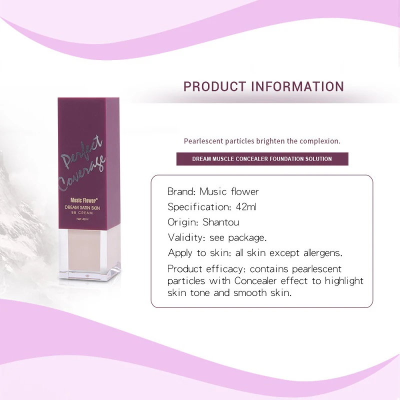 

ELECOOL Face Liquid Foundation Full Concealer Whitening Makeup Cosmetic Waterproof Bright BB Cream Natural Moisturize Base Tone