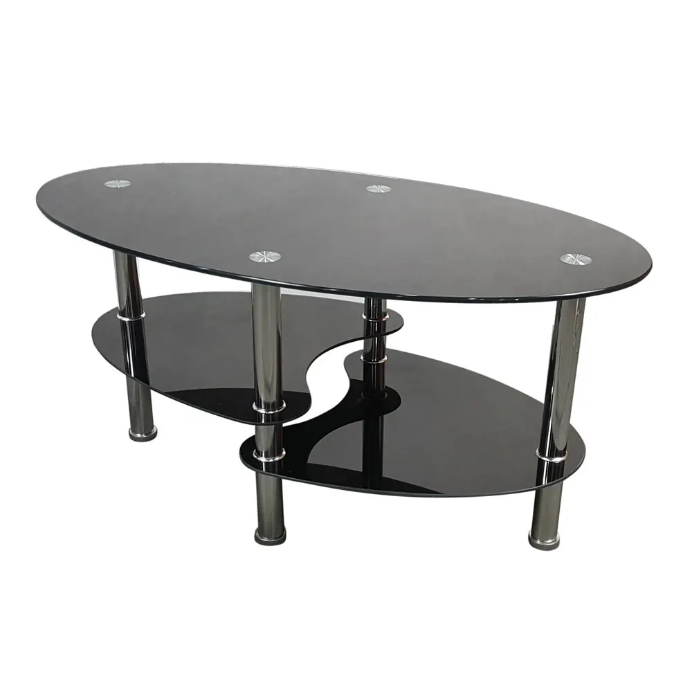 

Two Colors (90 x 50 x 45)cm Dual Fishtail Style Tempered Glass Coffee Table Side Table End Table US Warehouse