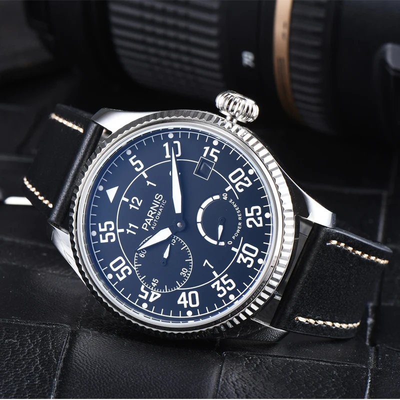 Новые Парнис 45 мм циферблат Автоматические механические Для мужчин мужские часы
