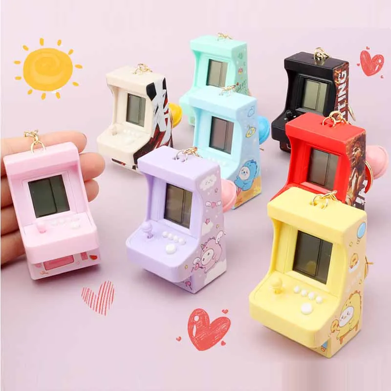 

Creative Mini Slot Machine Keychain Jingle Car Keychains for Children Holding Toys Tetris Game Key Ring Toys Girl Party Gift