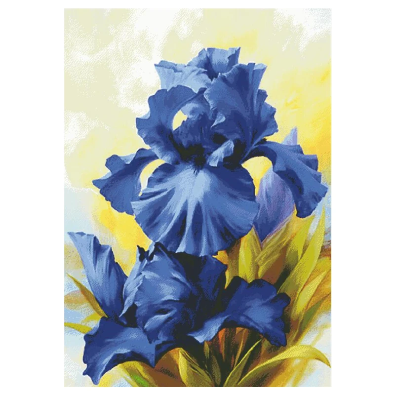 Вышивка крестиком Blue iris посылка с большим цветком 18ct 14ct 11ct хлопковая нить вышивка