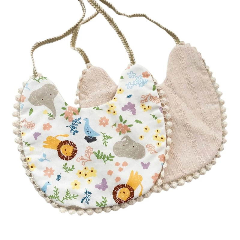 Baberos alimentaci&oacute;n para beb&eacute;s, pa&ntilde;uelo de toalla de algod&oacute;n con estampado, para reci&eacute;n nacidos-4