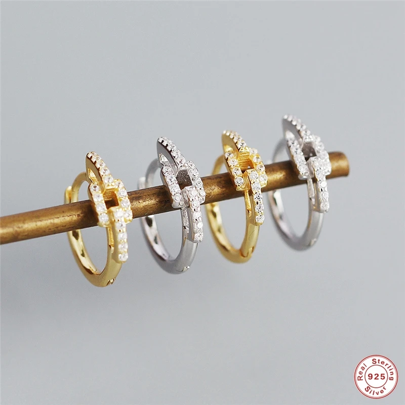 

Pendientes Plata 925 Sterling Silver Hoop Earring For Women Girls Charming Jewerly Minimalist Bling Zircon Round Circle Earrings