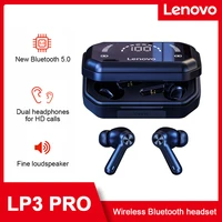 lenovo lp3 pro wireless bluetooth 5 earphones waterproof tws low latency hifi stereo sound gaming earbuds with led power display