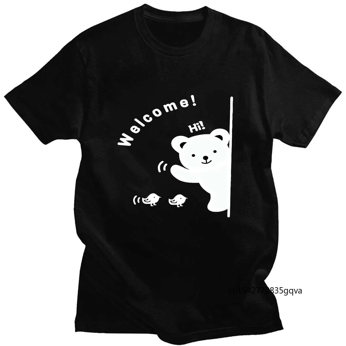 

2021 Summer Cute Bear Pattern Printing T-Shirt Round Neck Unisex Short Sleeve Casual Daily Fashion Simple Top