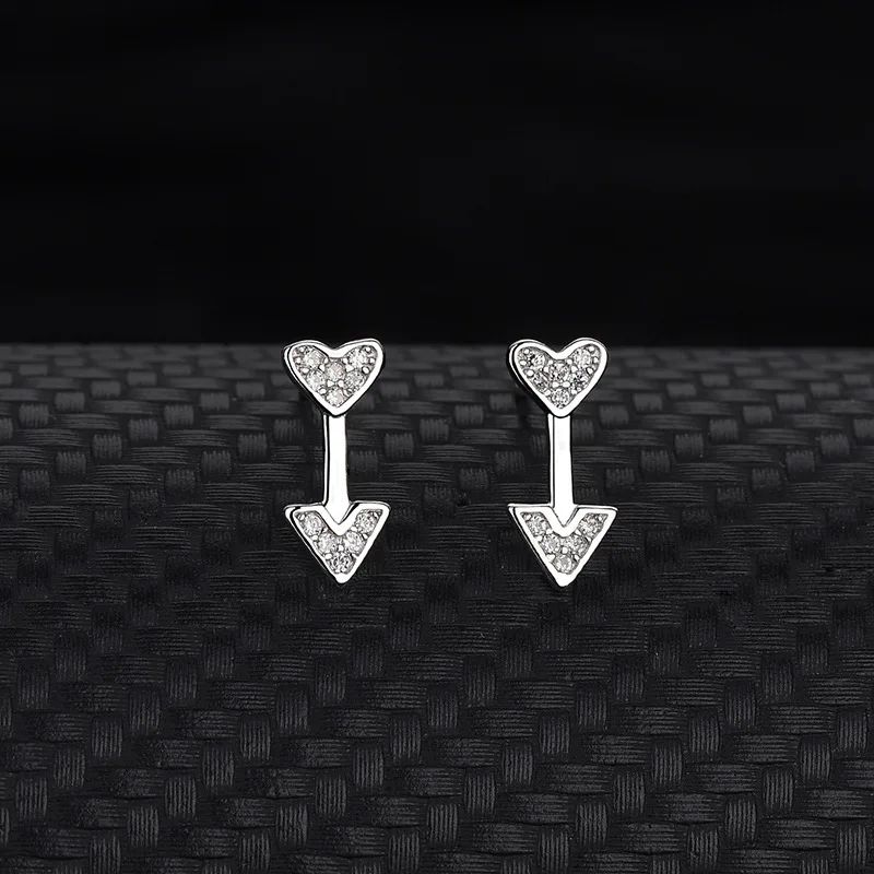 

S925 Sterling Silver Stud Earrings Japan And Korea Simple Fashion Small Fresh Diamond Wing Arrow Heart Triangle Women Jewelry