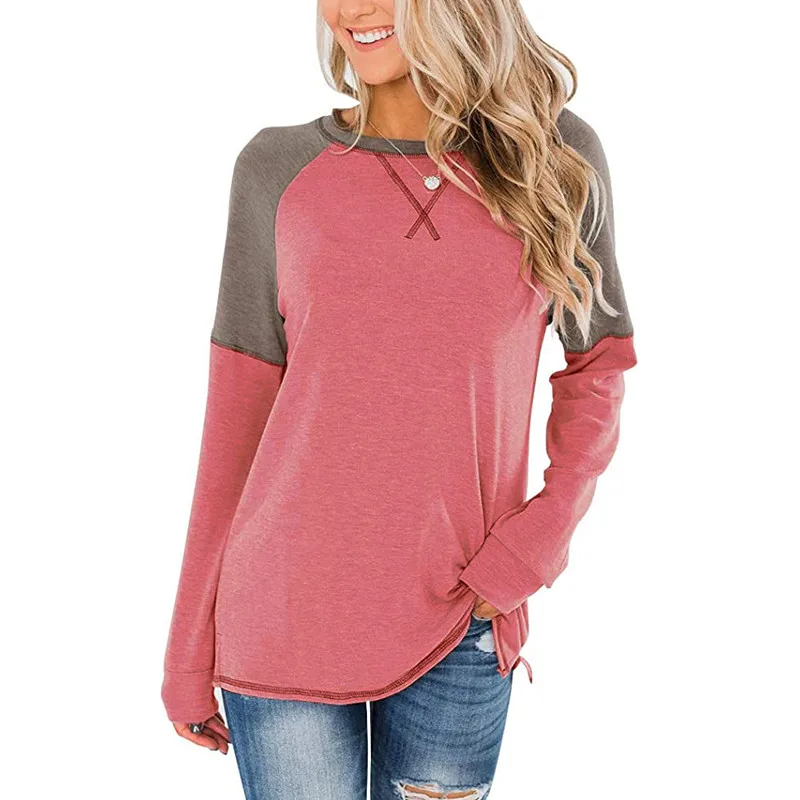 Размера плюс из кусков женский футболка с длинными рукавами и 2XL Свободная