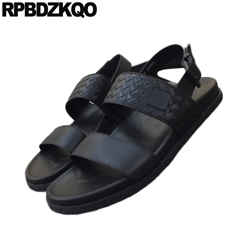 Сланцы мужские из натуральной кожи шлепанцы дышащие без застежки на платформе