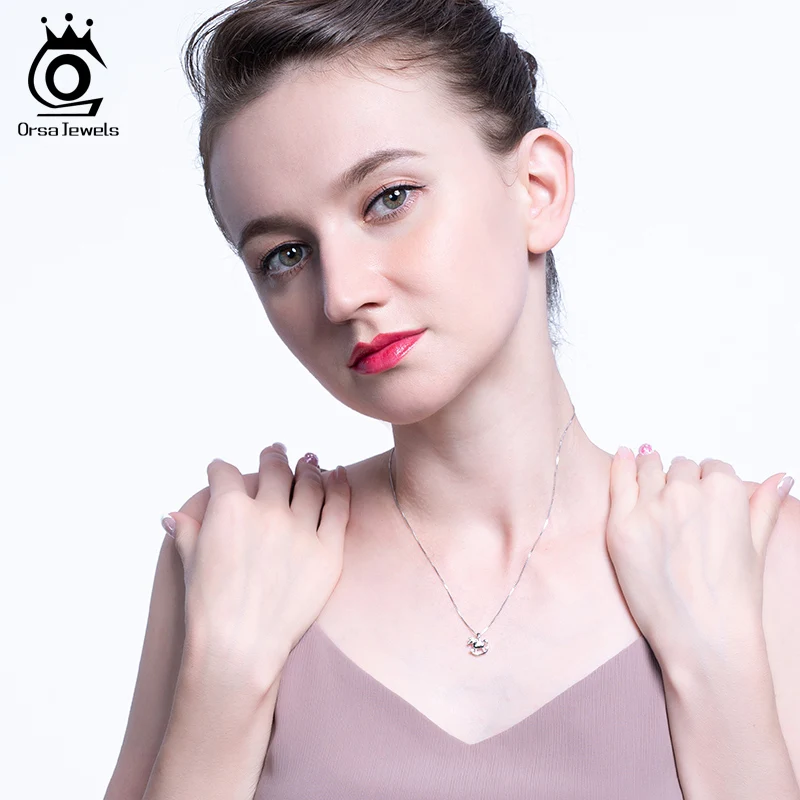ORSA JEWELS S925 подвеска в форме карусели детский кулон с Каруселью с прозрачным AAAA Цирконом уникальные Простые Ювелирные изделия SN179