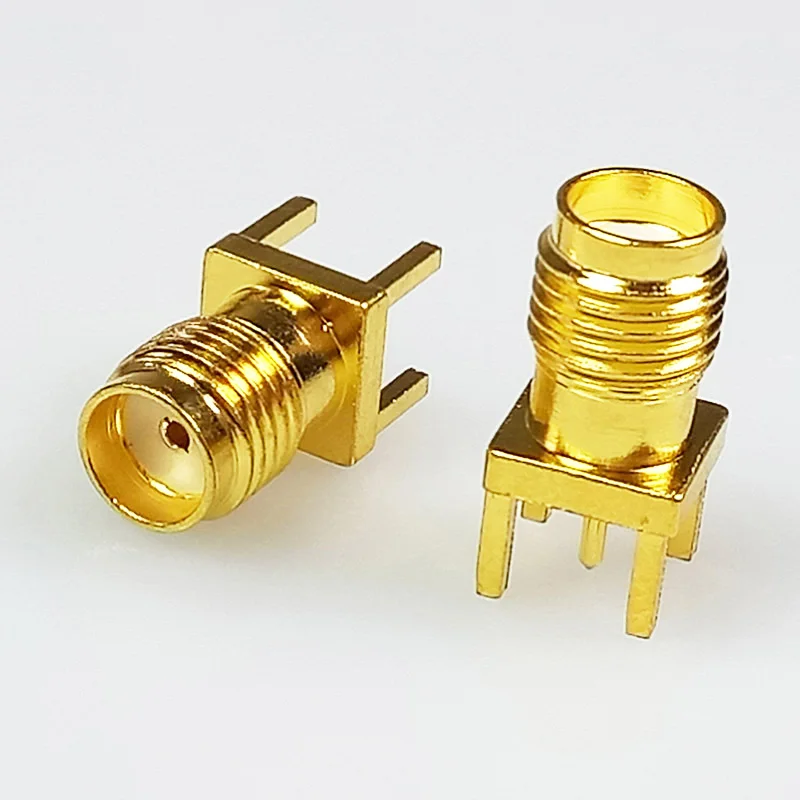 

100pcs/lot Gold Plated Copper SMA Adapter Panel Mount SMA Female Jack Solder Edge PCB Mount Straight RF Connector
