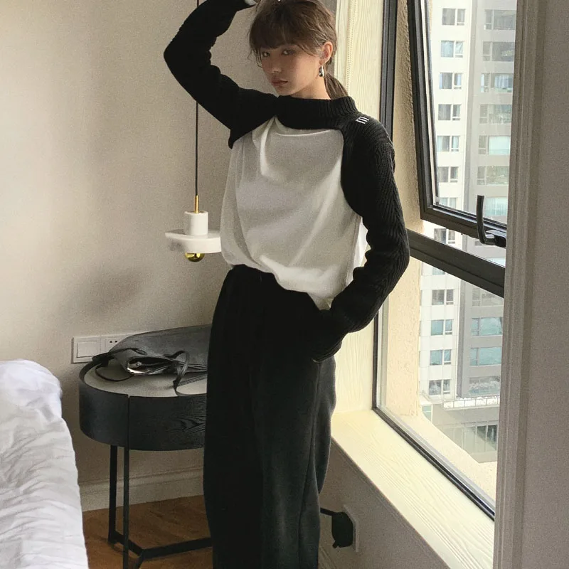 

High Quality Wool sexy super short Sweater for Women Winter Long Sleeve Cotton Knit Pullover Female Casual Kpop Spring Tops