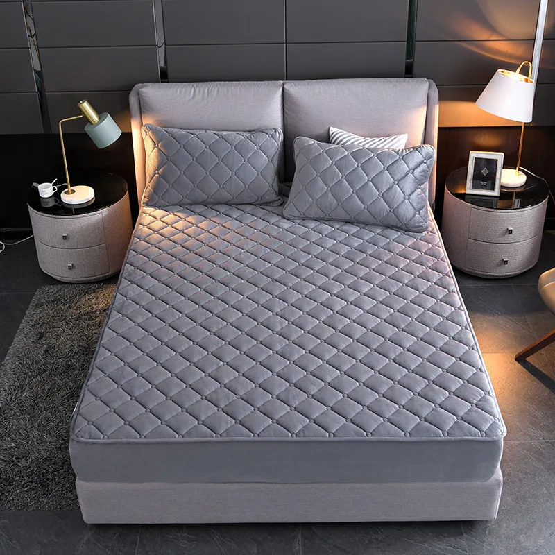 

Bed sheet Winter crystal velvet quilted bed sheet warmth thick one-piece non-slip Simmons mattress protection cover bedspread