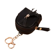 25pcs lot pu leather key wallets housekeeper holders women and men key wallets unisex key holder bag tassel solid key case