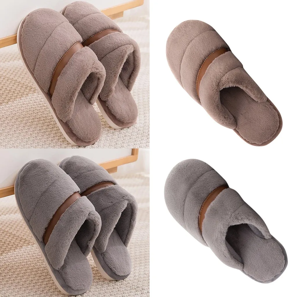 Зимние пушистые тапочки коллекция 2019 года Мужская Осенняя домашняя обувь на