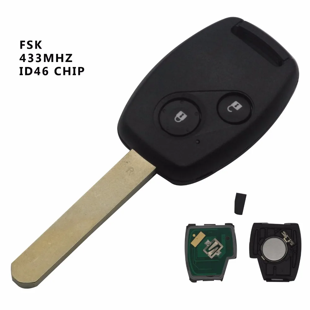 Jingyuqin FSK 433 МГц с чипом ID46 2/3 кнопок дистанционный ключ-брелок от машины для Honda Cr-V