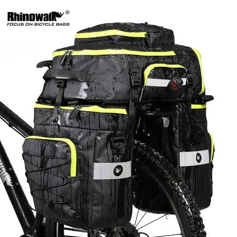 Сумка для велосипеда Rhinowalk, 65 л, сумка на велосипед, многофункциональная сумка 3 в 1 для велосипеда, полностью водонепроницаемая задняя Сумка, Аксессуары для велосипеда для длинных поездок