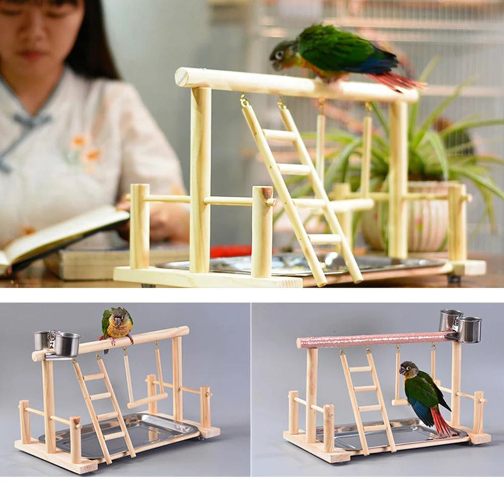 

Pet Bird Toy Activity Center Birdcage Stands With Bird Perch Ladder Hammock Feeder Playground For Cockatiel Parrot