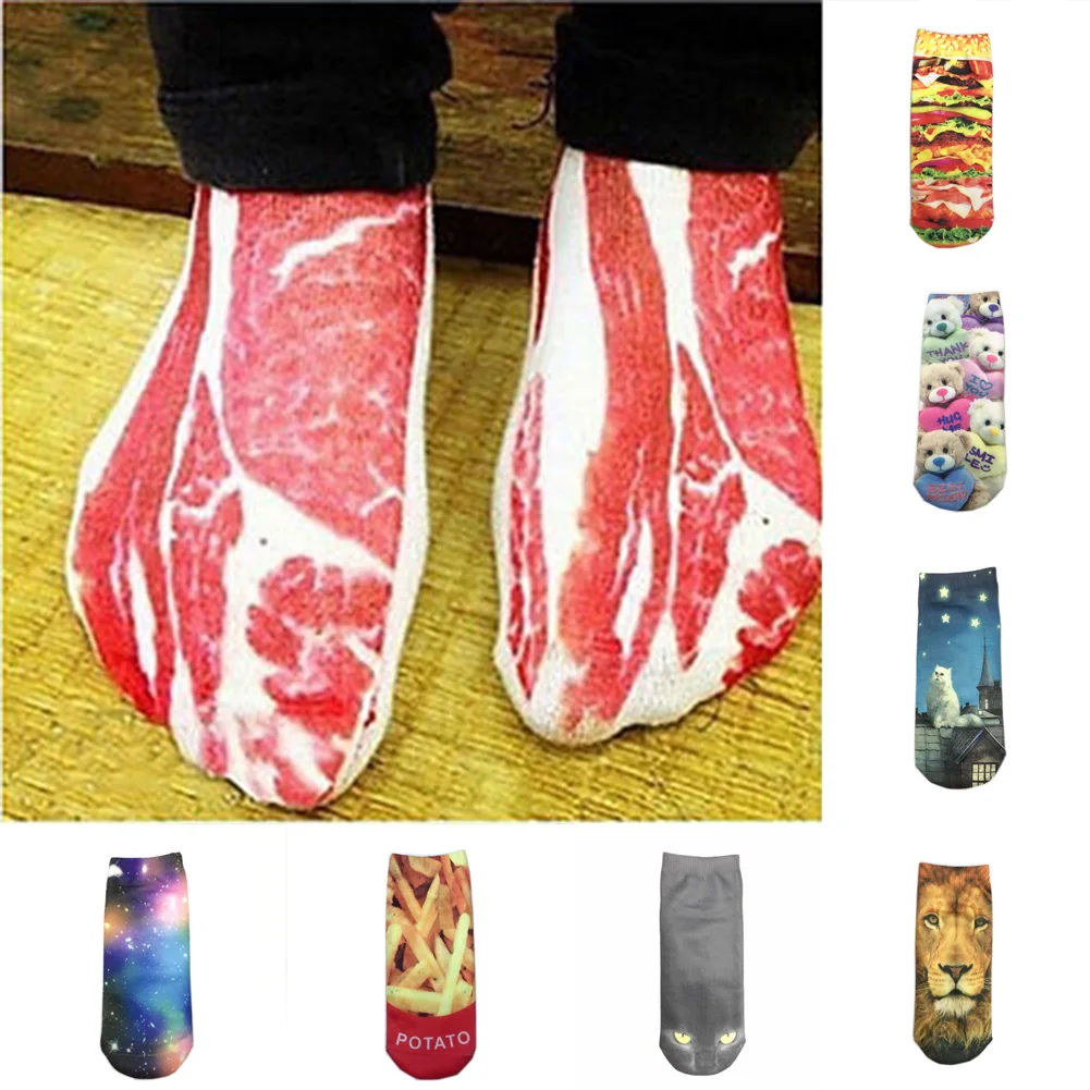 

1 Pair Hallowee Kawaii Socks New Short Boat Sock Happy Pair Socks Funny Skeleton Meat Cartoon Men Women Colorful Ankle Socks Ho