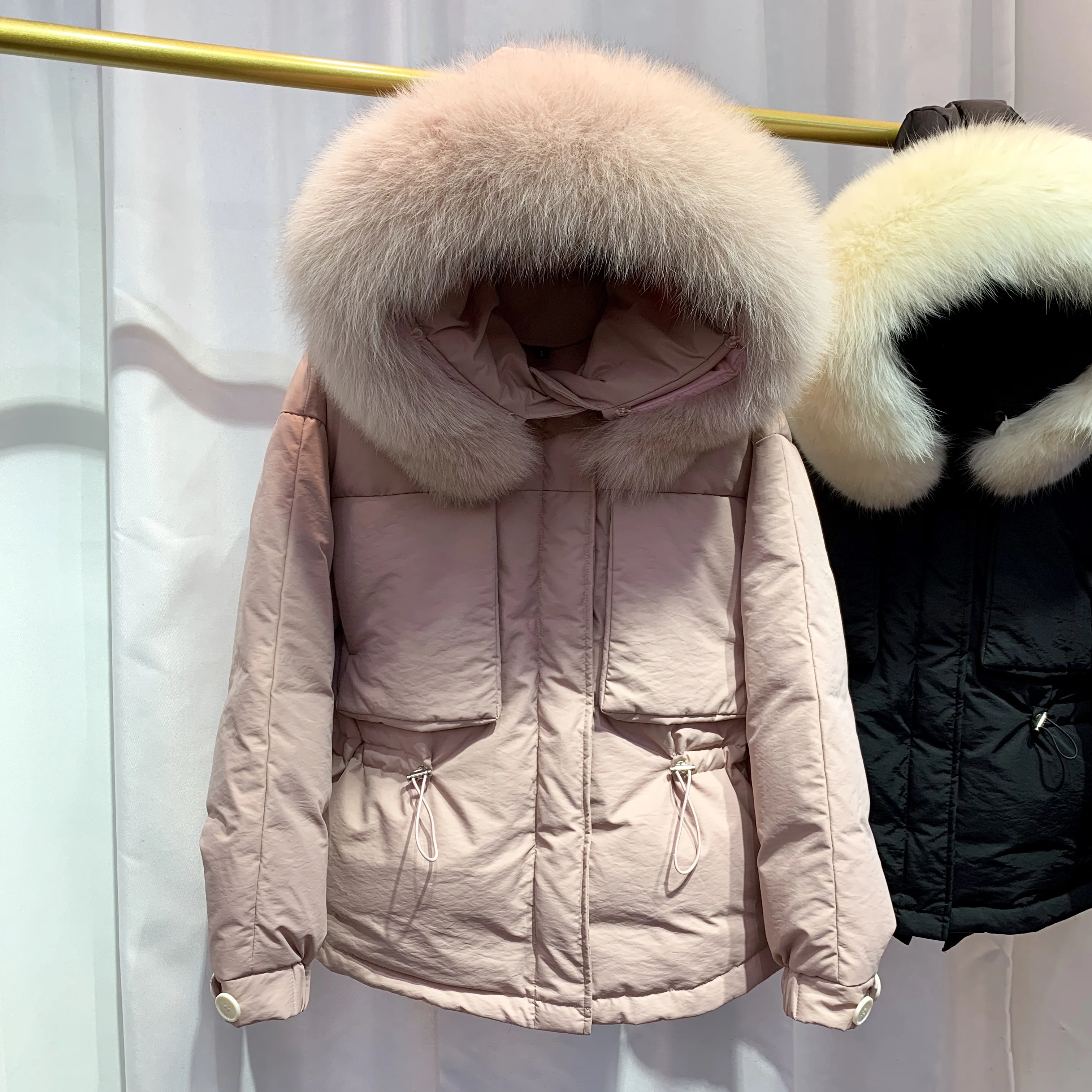 Большой натуральный Лисий меховой воротник 2019 зимний женский пуховик теплый