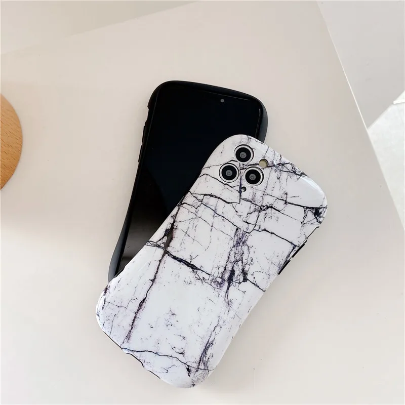 Модный противоударный чехол с черно-белым мраморным рисунком для телефона iPhone 11