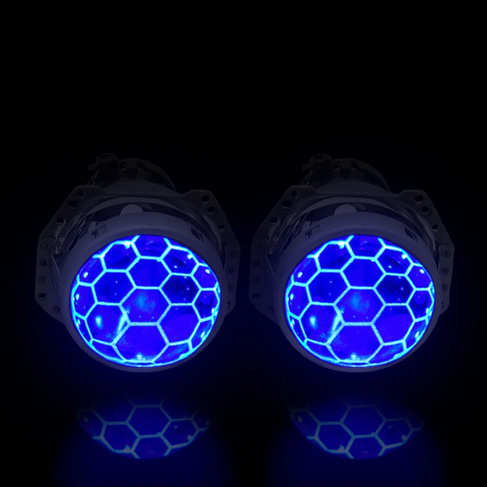 blue demon eyes Автомобильный Стайлинг 3,0 дюймов Honeycom синее покрытие HELLA 5 bi xenon объектив проектора для автомобильных фар проектора DS D2 D3 D4 LHD Тип - Цвет: blue demon eyes