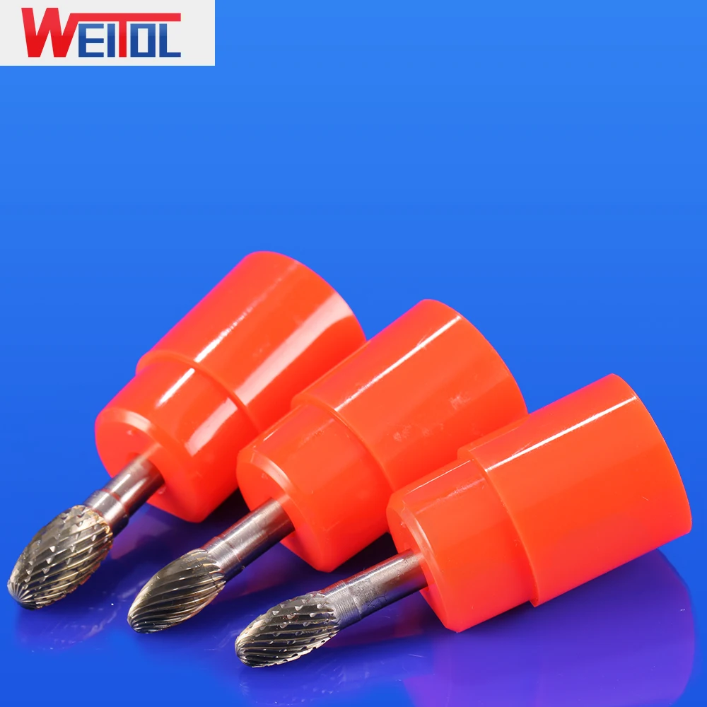 WeiTol Тип E двойной резки карбида вольфрама роторный файл заусенцы 6 мм хвостовик CNC