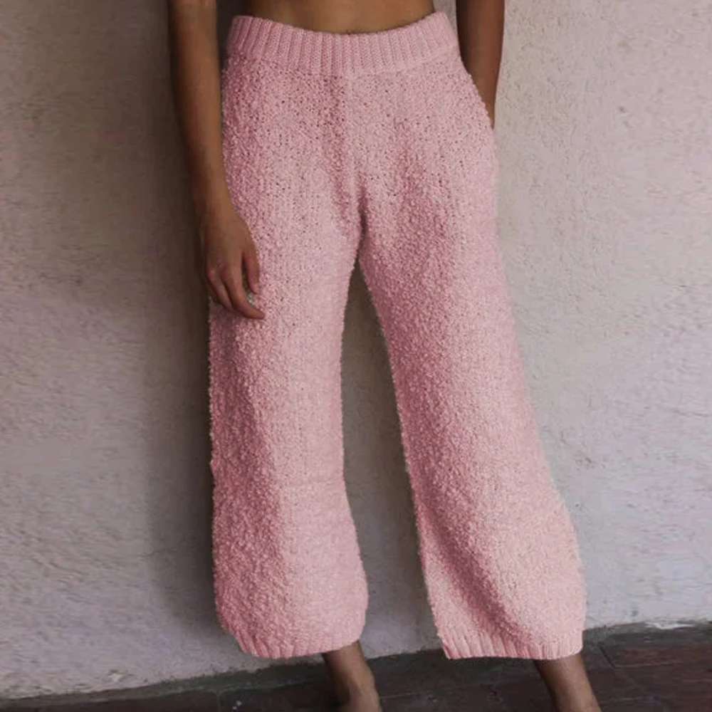 Женские укороченные брюки уличные модные Фланелевые однотонные лосины на осень