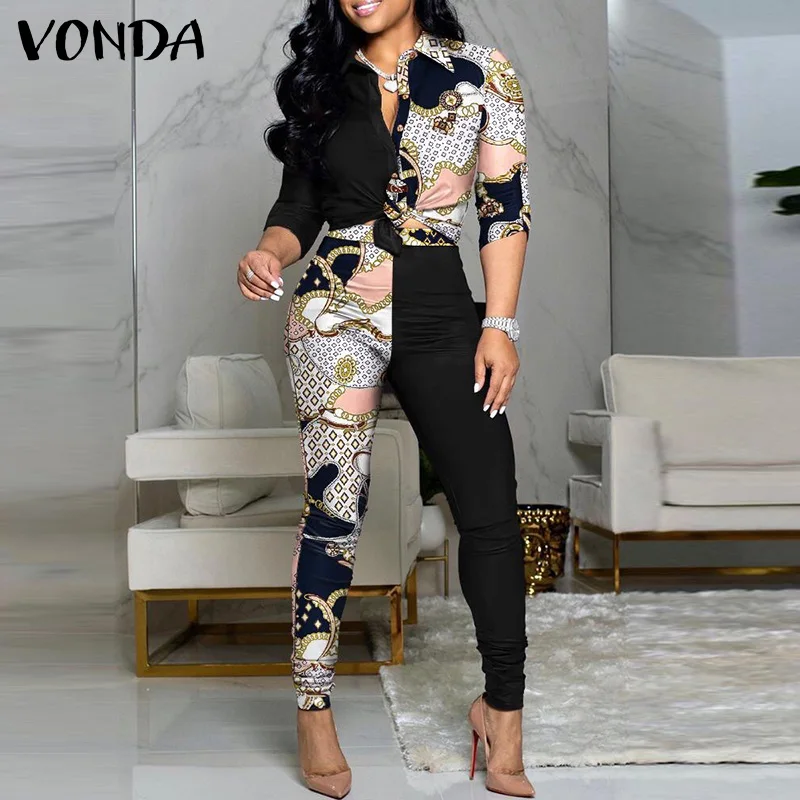 

Брюки-карандаш женские на пуговицах с отложным воротником и принтом