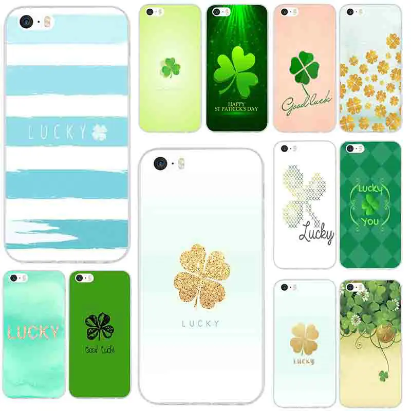 Good Lucky Charm Four Leaf Clover Soft TPU Mobile Phone Cases for iPhone 8 7 6 6S Plus X XR XS Max 5 5S SE 5C 4 4S | Мобильные