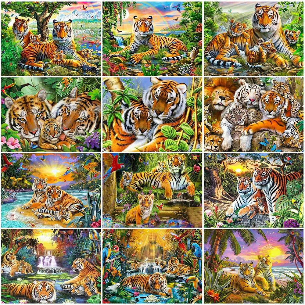 

MomoArt Diamond Painting Animal DIY Full Square Drill Diamond Mosaic Tiger Picture Of Rhinestone Embroidery Needlework Wall Art
