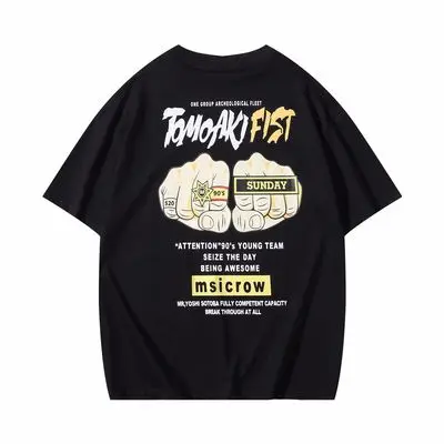 

100% хлопковая футболка для мужчин (Япония) в стиле «хип-хоп», футболка в стиле Харадзюку Хай-стрит футболка Уличная Повседневная обувь летом ...